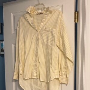 LOFT Cream and Yellow Striped Shirt